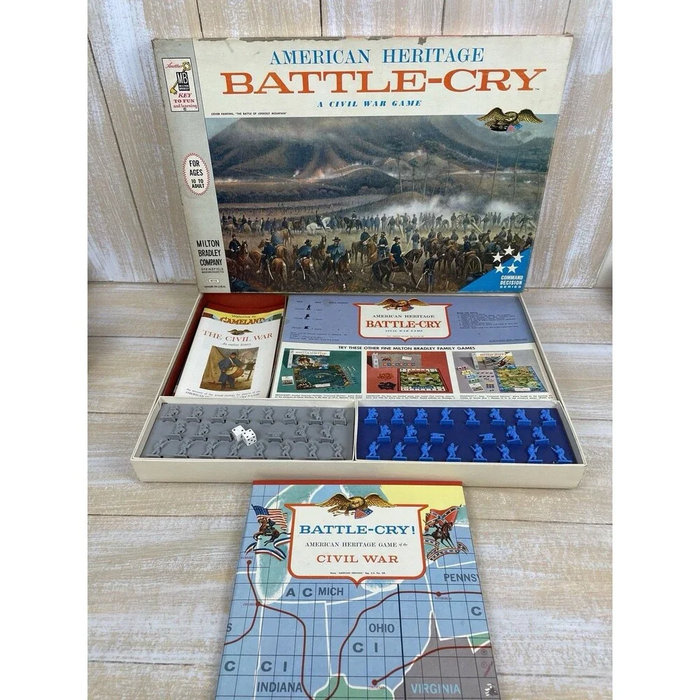 American Heritage Battle-Cry A Civil War Board Game #4115 MB 1962 Complete